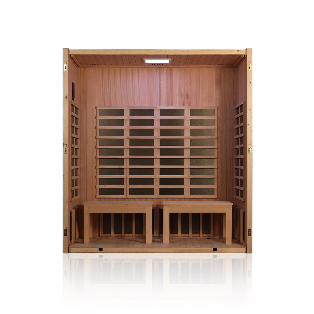 INFRADELUX 2-3 Person Infrared Sauna - Far Infrared Heating, Bluetooth Speakers, Okoume and Hemlock Wood, Movable Seat for Personalized Comfort INFRADELUX