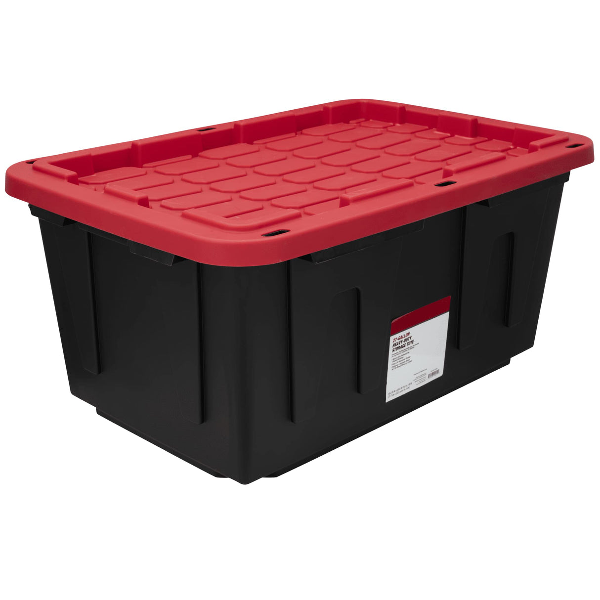 MioeDi 27 Gallon Stackable Snap Lid Plastic Storage Bin Container, Black with Red Lid, Set of 4, Black/Red MioeDi