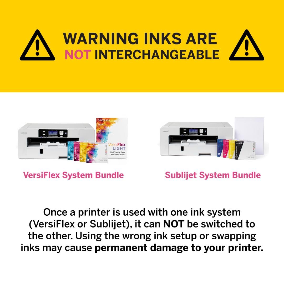 Sawgrass SG500 VersiFlex Printer Bundle, Innovative Inks & Light Heat Transfer Paper Bundle - Soft-Touch Infusible Ink, 8.5x11 Paper - Professional Results on Untreated Fabric and Wood Sawgrass