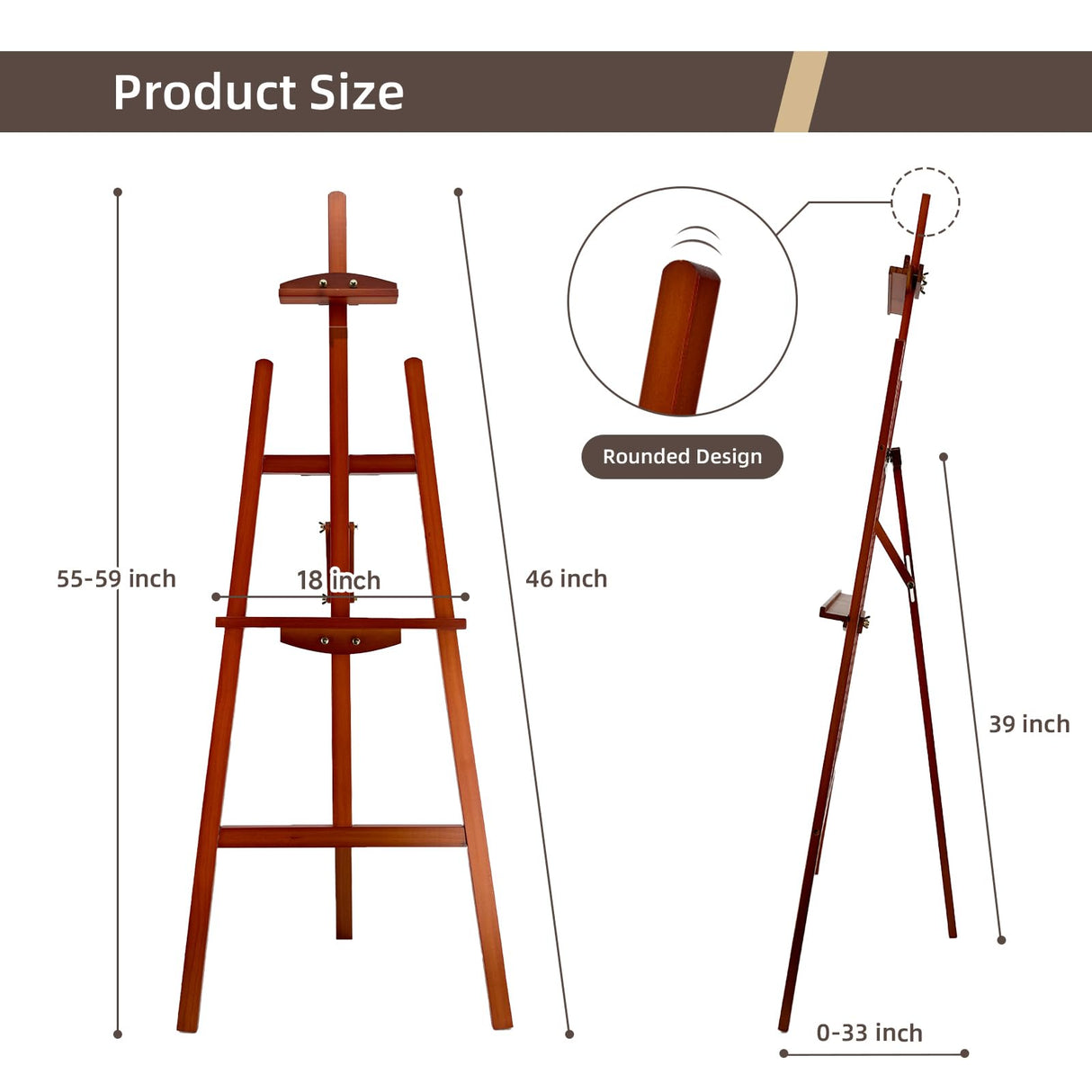 Stuelloaf Adjustable Wooden Painting Easel, Pine Art Easel Stand Hold up to 43'', Painting Canvas for Wedding Sign and Poster, Drawing for Adults, Begginners and Students, Walnut Stuelloaf