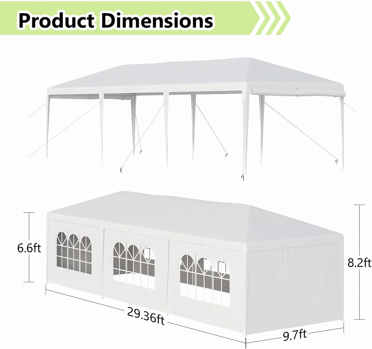 10X30FT Outdoor Canopy Tent with 5 Removable Sidewalls Party Tent with Thickened Steel Tube Heavy Duty Event Tents for Cater Events Wedding Birthday Pavilion Beach BBQ (10X30FT 5 SIDEWALLS) Lymvayance