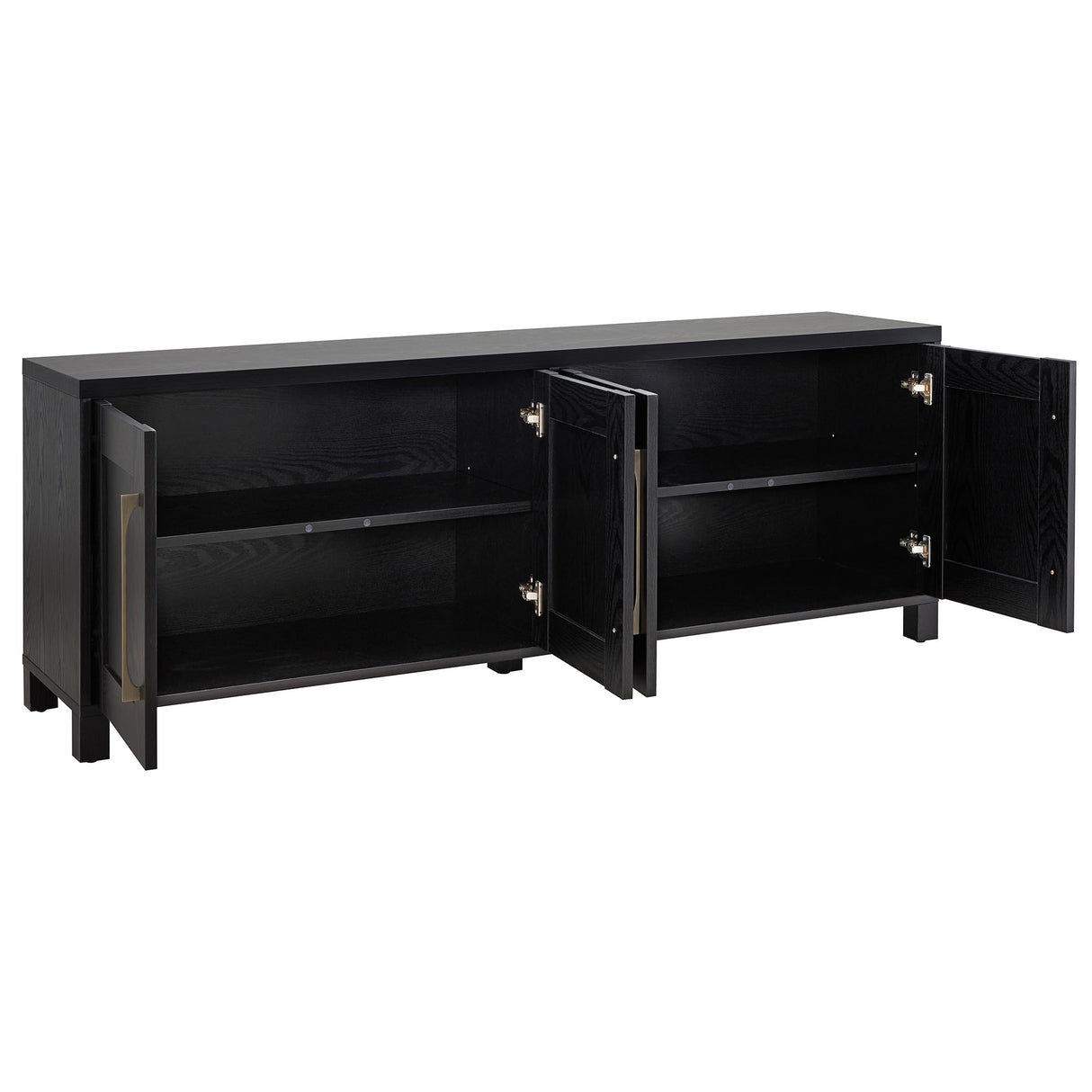 Henn&Hart Rectangular TV Stand for TV's up to 80" in Black Grain, TV Stands for the Living Room Henn&Hart