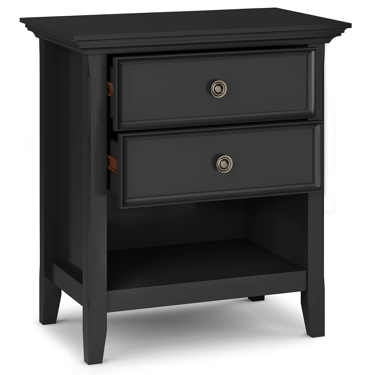 SIMPLIHOME Amherst SOLID WOOD 24 Inch Wide Traditional Bedside Nightstand Table in Black, For the Living Room and Bedroom SIMPLIHOME