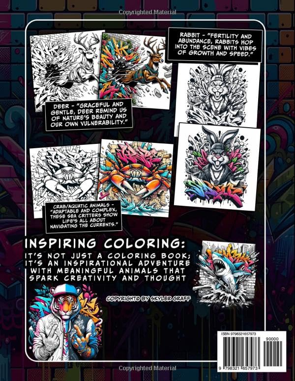 Graffiti Animals: A Street Art Coloring Book Featuring 50 Animal Characters, Including Wolves, Bears, Deer, Owls, and Many More Majosta