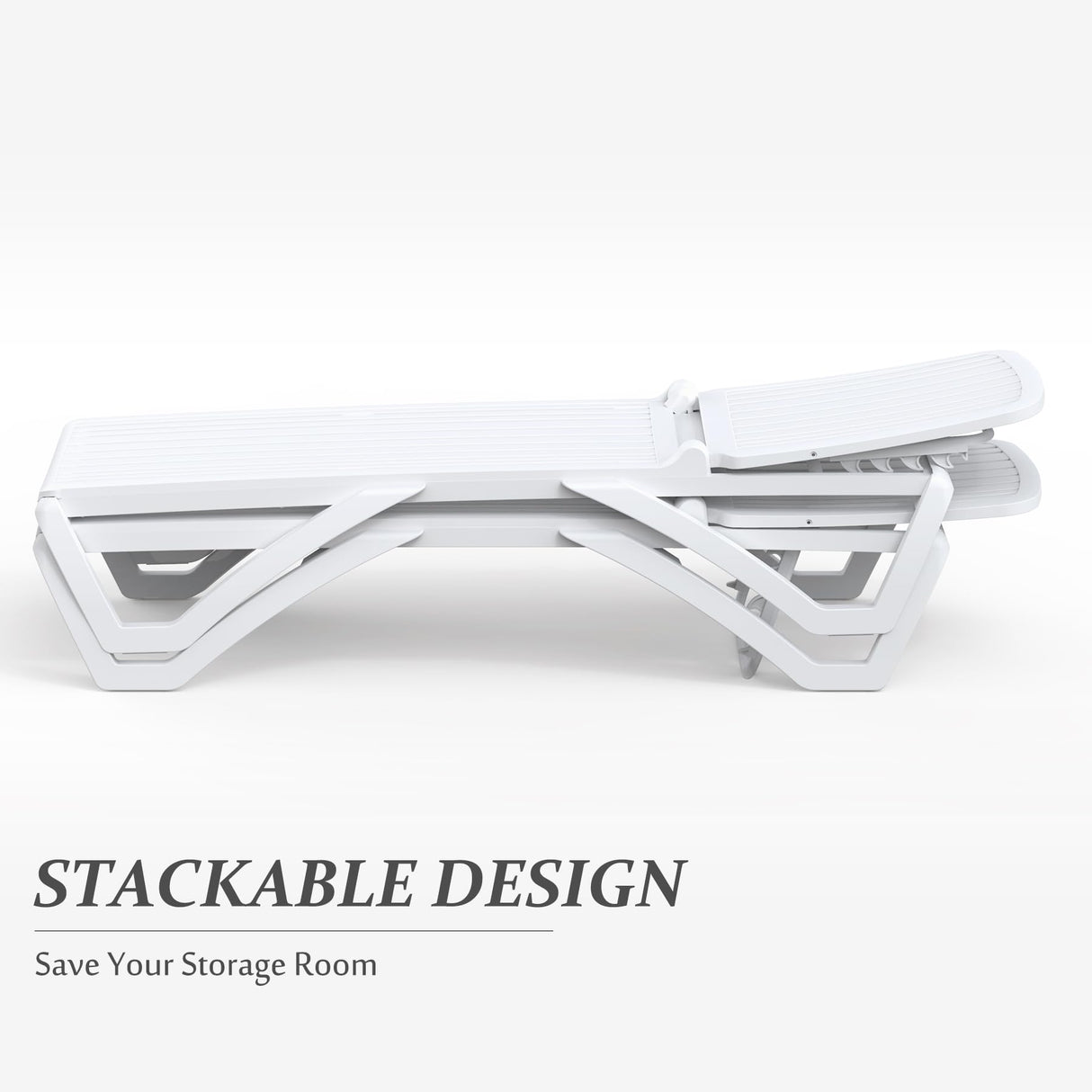 Domi Pool Lounge Chair, Aluminum Adjustable Lounge Chair for Outside, All Weather Plastic Chaise Lounge Outdoor for Beach Deck Lawn Poolside, White domi outdoor living