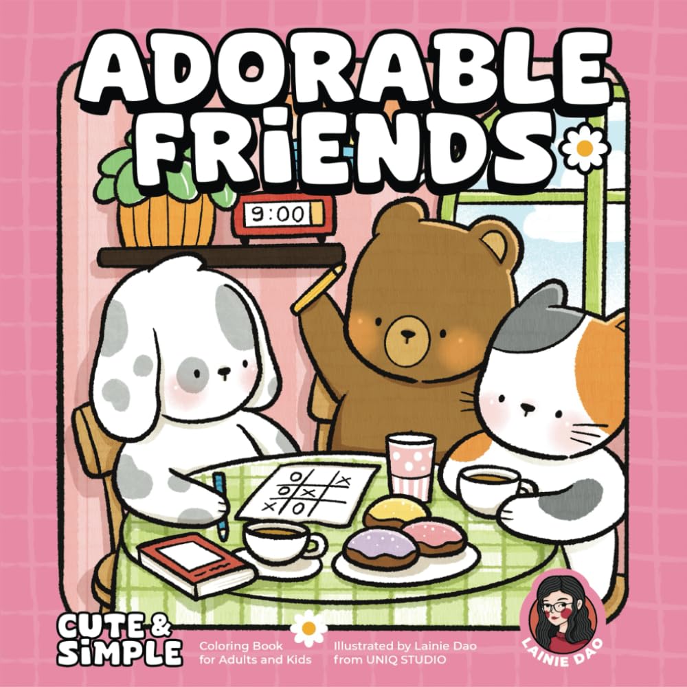 Adorable Friends: Cute & Simple Coloring Book for Adults & Kids WoodArtSupply