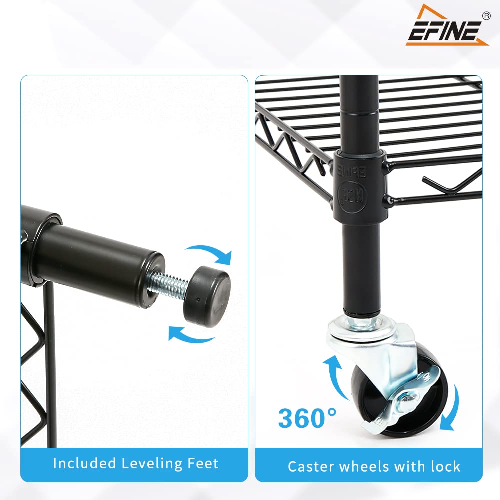 Catalina Creations EFINE 4-Shelf Shelving Units and Storage on Wheels, NSF Certified, Adjustable Carbon Steel Wire Shelving Unit Rack for Garage, Kitchen, Office, Black (50H X 30W X 14D) Catalina Creations