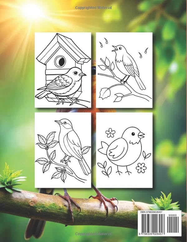 Songbirds coloring book for kids: An Immersive Coloring Adventure Celebrating the Elegance and Melody of Songbirds in Nature's Splendor Majosta
