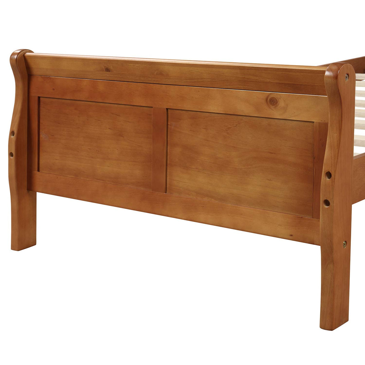 MERITLINE Twin Size Bed Frame, Solid Wood Platform Bed Frame Mattress Foundation Sleigh Bed with Headboard/Footboard/Wood Slat Support (Oak) MERITLINE