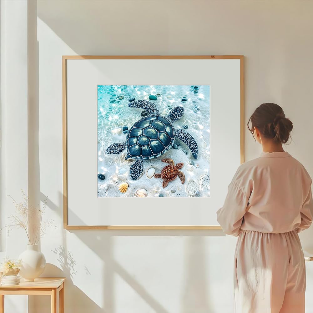 DIADAY Sea Turtles Diamond Painting Kit, Diamond Art Kits for Adults, 5D Full Round Drill Turtles Diamond Art Painting, DIY Gem Craft Arts Home Wall Decor Gift 12 x 12 Inches DIADAY