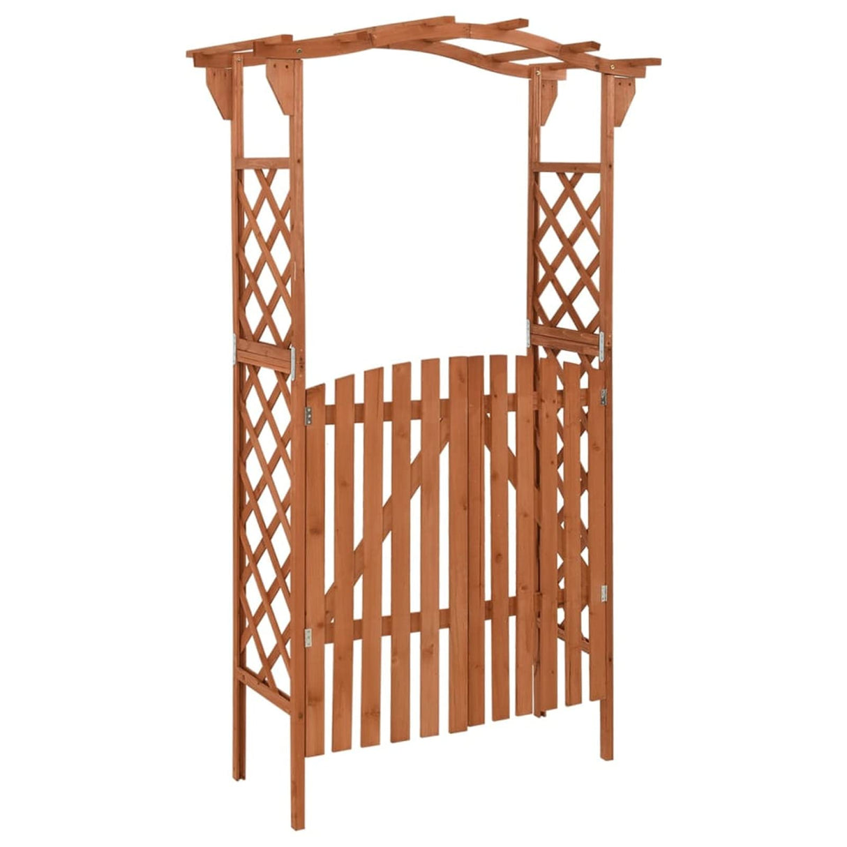 CIADAZ Garden Arch Arbor Trellis Garden Arbor with Gate Wooden Arch Patio Gate Garden Arch with Gate Outdoor Arch Trellis Pergola with Gate 45.7"x15.7"x80.3" Solid Firwood CIADAZ