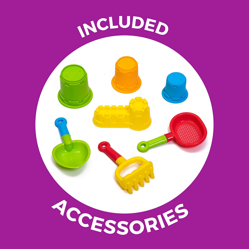 Step2 Naturally Playful Sandbox II, Kids Sand Activity Sensory Play Pit, Summer Outdoor Toys, 7 Piece Toy Accessories, for Toddlers 1+ Years Old Step2