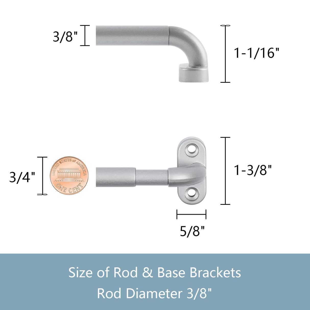 TYRON 2 Pack Screwed Sash Curtain Rod Adjustable 18-30 Inch, 3/8 In. Diameter, French Door Curtain Rods (Nickel) TYRON TYRON