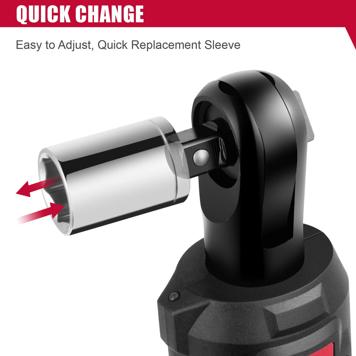 Eastvolt 12V Cordless Electric Ratchet Wrench Set, 3/8 Inch 35 Ft-lbs Power Wrench Tool Kit with Fast Charger, 2.0Ah Lithium-Ion Battery, 7-Pieces 3/8 Inch Metric Sockets and 1/4" Adaptor, Black + Red Eastvolt