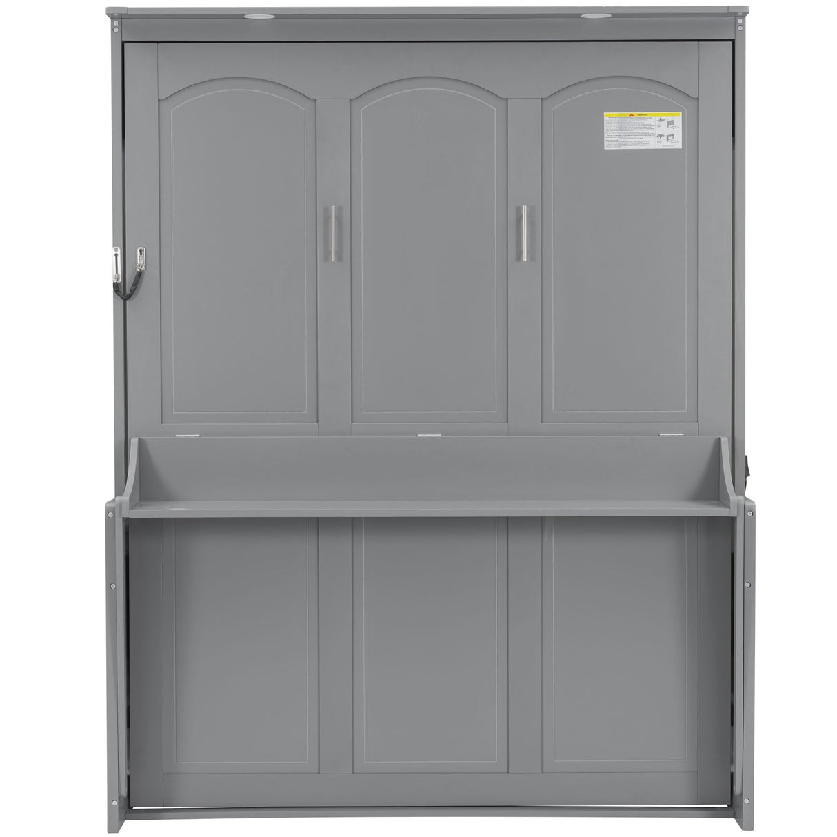 Queen Size Murphy Bed with Desk and Lights, Wood Wall Murphy Bed, Can be Folded Platform Bed with USB Charging Station for Guest Room Home Office (Gray-8.6) XD Designs