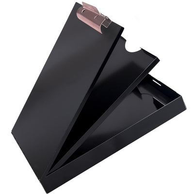 Saunders Metal Clipboard with Storage, Dual Storage Nursing, Letter Size Heavy Duty Contractor with High Capacity Clip and Self Locking Latch, Black, Proudly Made in USA