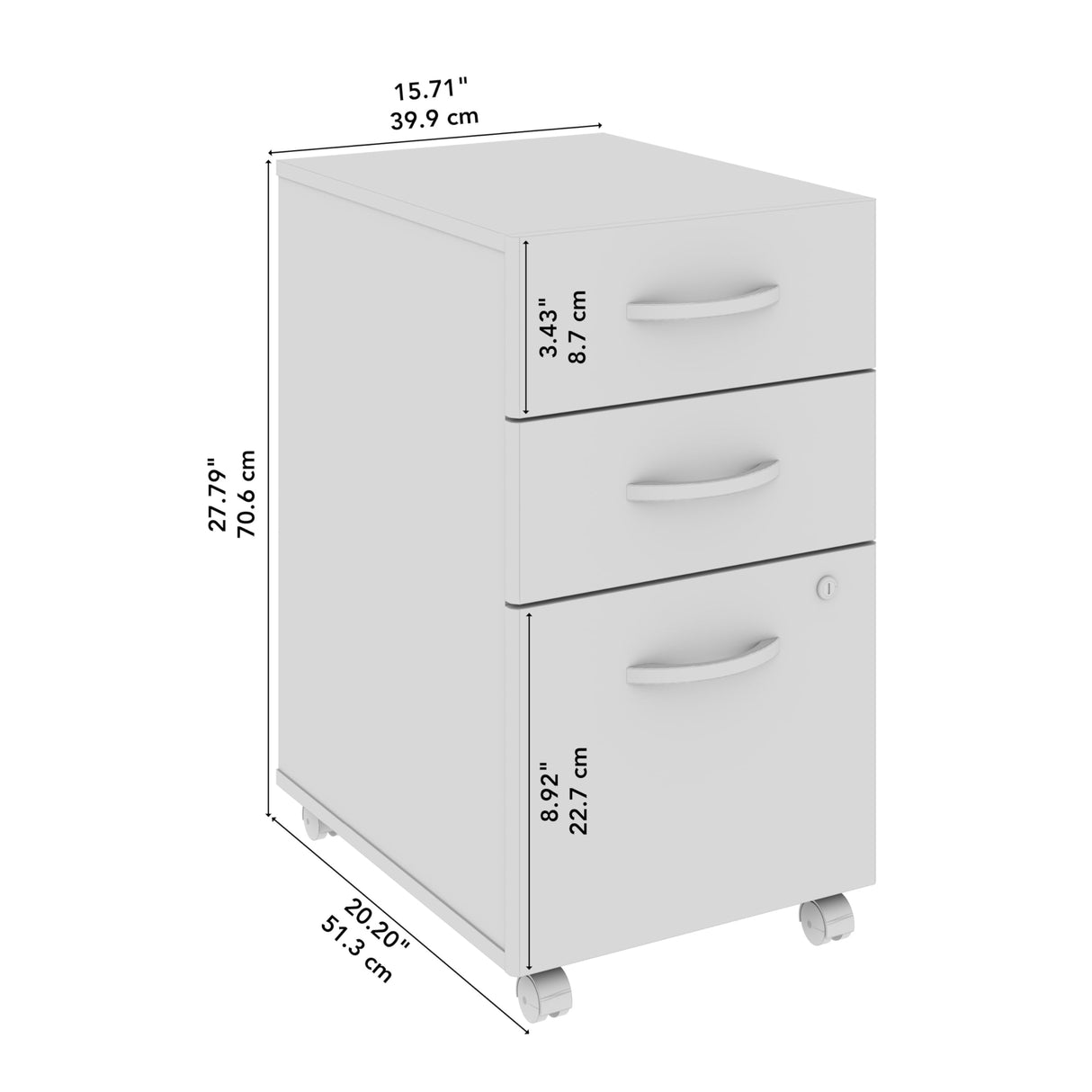 Bush Business Furniture Studio C 3 Drawer Mobile File Cabinet-Assembled, Rolling Document Storage for Home or Professional Office, 16W, Natural Elm Bush Business Furniture
