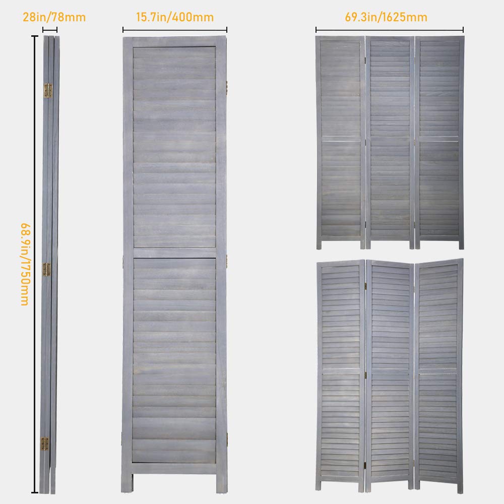 Room Dividers and Folding Privacy Screens, 3 Panel 69 Inch Tall Portable Room Seperating Divider, Handwork Solid Wood Room Divider Wall, Room Partitions and Dividers Freestanding for Home Office Dkeli