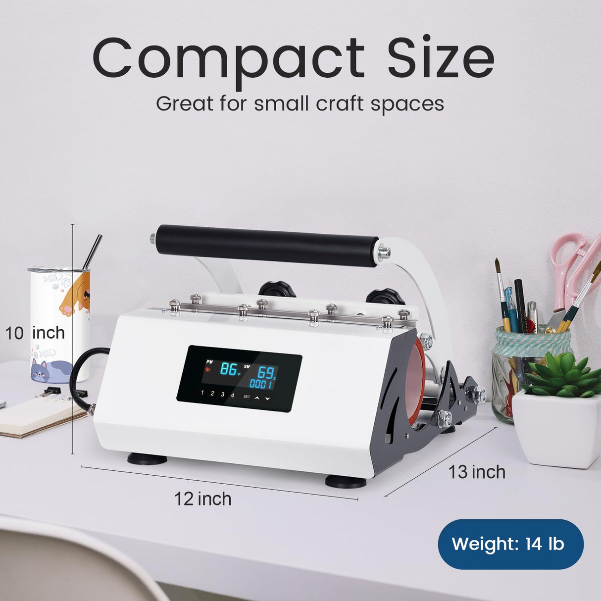 SAMONIC Tumbler Heat Press Machine Sublimation for 11-30oz Mug Tumbler Straight Cup with Sublimation Paper Heat Tape and Glove (White) SAMONIC