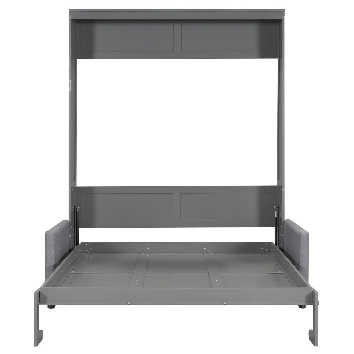 P PURLOVE Queen Wood Murphy Bed with Sofa, Wall Bed Without Slats, No Box Spring Needed (Gray) P PURLOVE