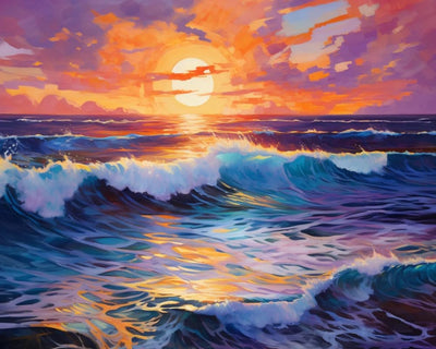 Beach Paint by Numbers Kit for Adults Beginner, Colorful Seaside Painting by Number on Canvas, DIY Acrylic Sunset Adult Paint by Number Kits for Home Decor Gift 16x20 Inch