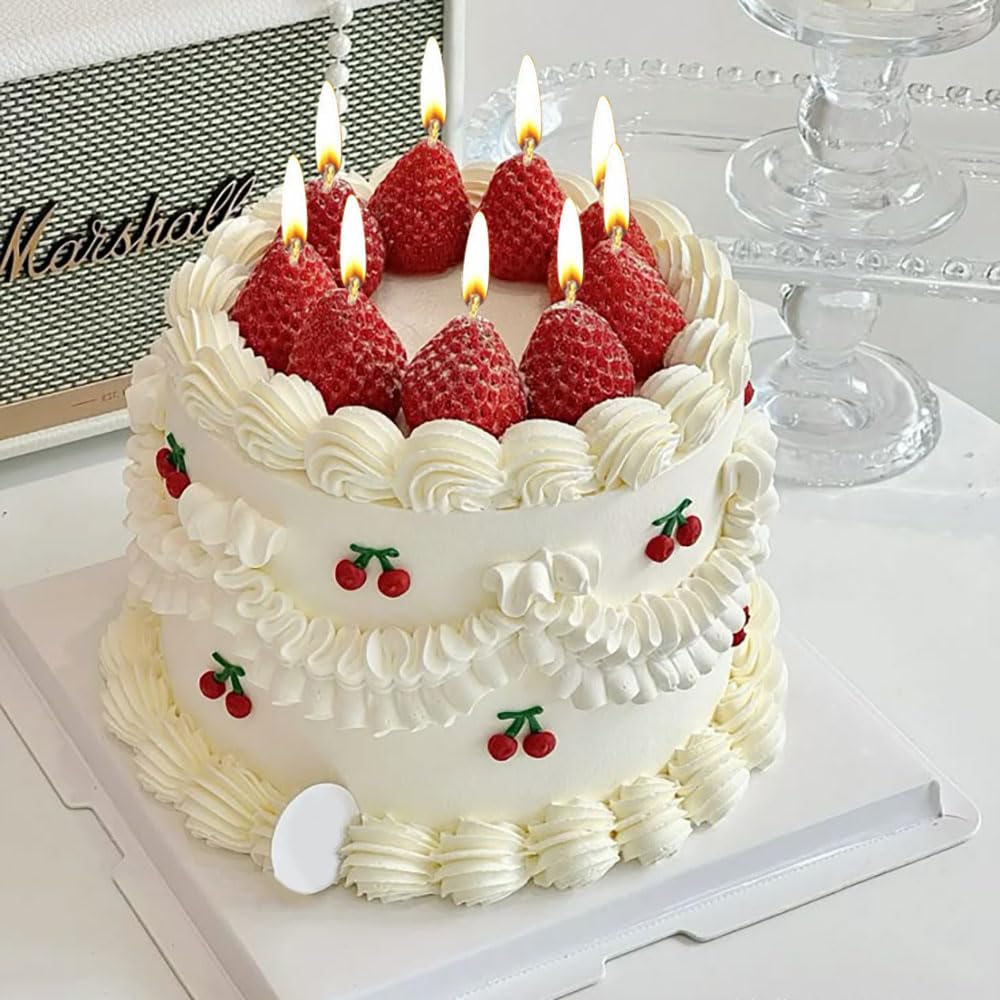 3D Strawberry Silicone Mold Scented Candle Molds for Candle Making Supplies Cute Strawberries Silicone Molds for Resin Home Decorations Fruit Plaster Crafts Cake Decor Strawberry Mold RUIYDZ