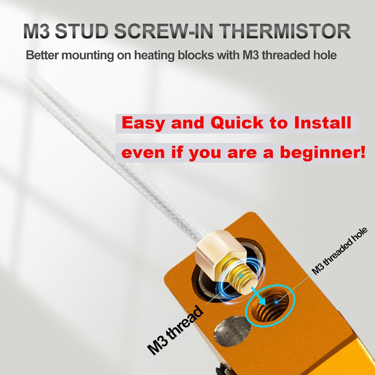 5Aplusreprap Ender 3 Hotend Upgrade: M3 Stud Thermistor,Fast Replaced, Compatible for Creality Ender 3 V2/Pro,CR-10 J-Head Hotend Replacement, Assembled Extruder 3D Printer Hot end Kit 24V 40W SAPLUSREPRAP