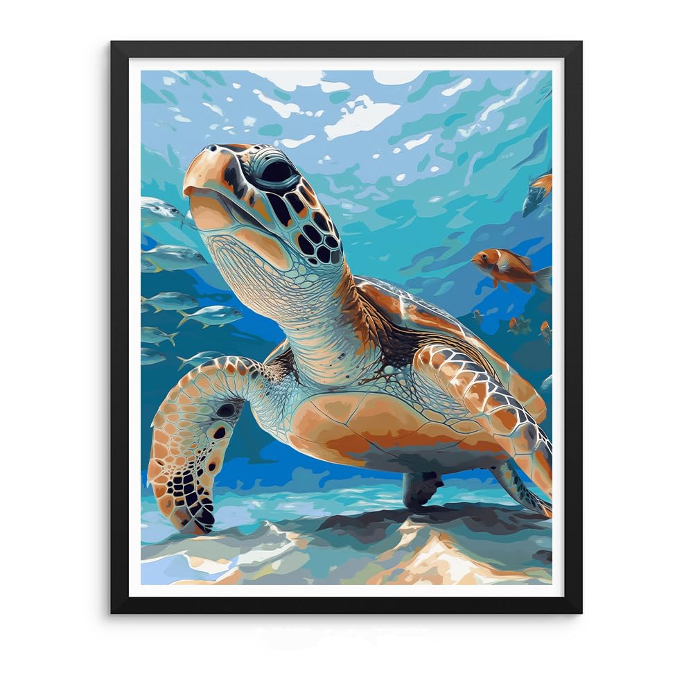 Natuyalo Paint by Numbers Kit for Adult - Adult Paint by Numbers Sea Turtle, Frameless Beginner Paint by Number Perfect Hobby for Relaxation 16x20 Inch Natuyalo