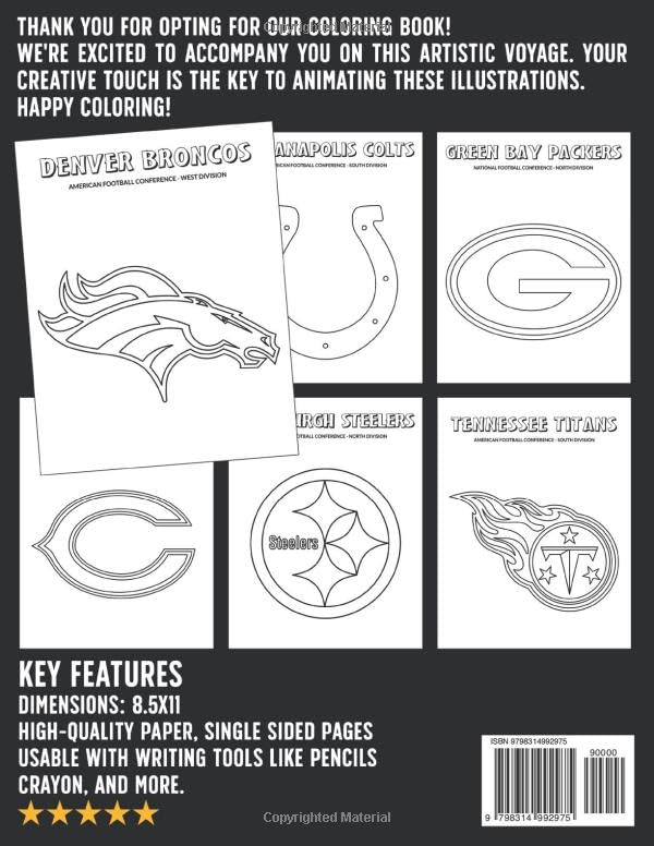 NFL Logos Coloring Book: Unwind with Sports Coloring Pages and Team Logo Designs for All Ages to Enjoy Majosta