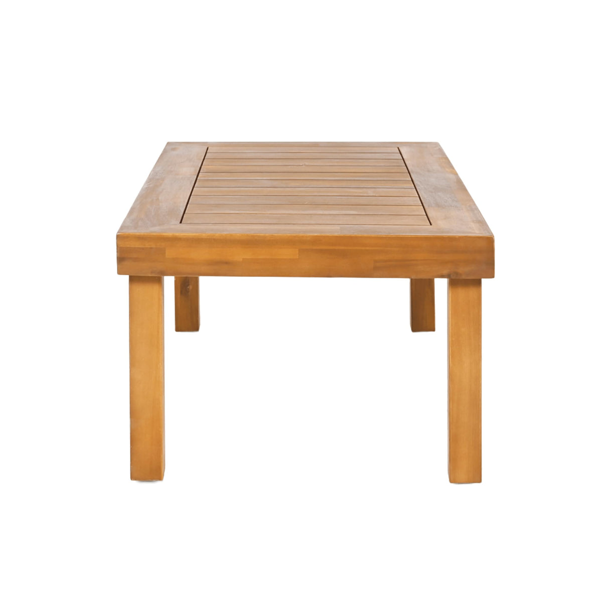 Christopher Knight Home Havets 3 Pieces Outdoor Acacia Furniture Set, Slat Panel Couch, Spacious Seating Armchair, 6" Thick Cushions Sofa and Coffee Table Set for Backyard Garden Balcony, Teak+Beige Christopher Knight Home