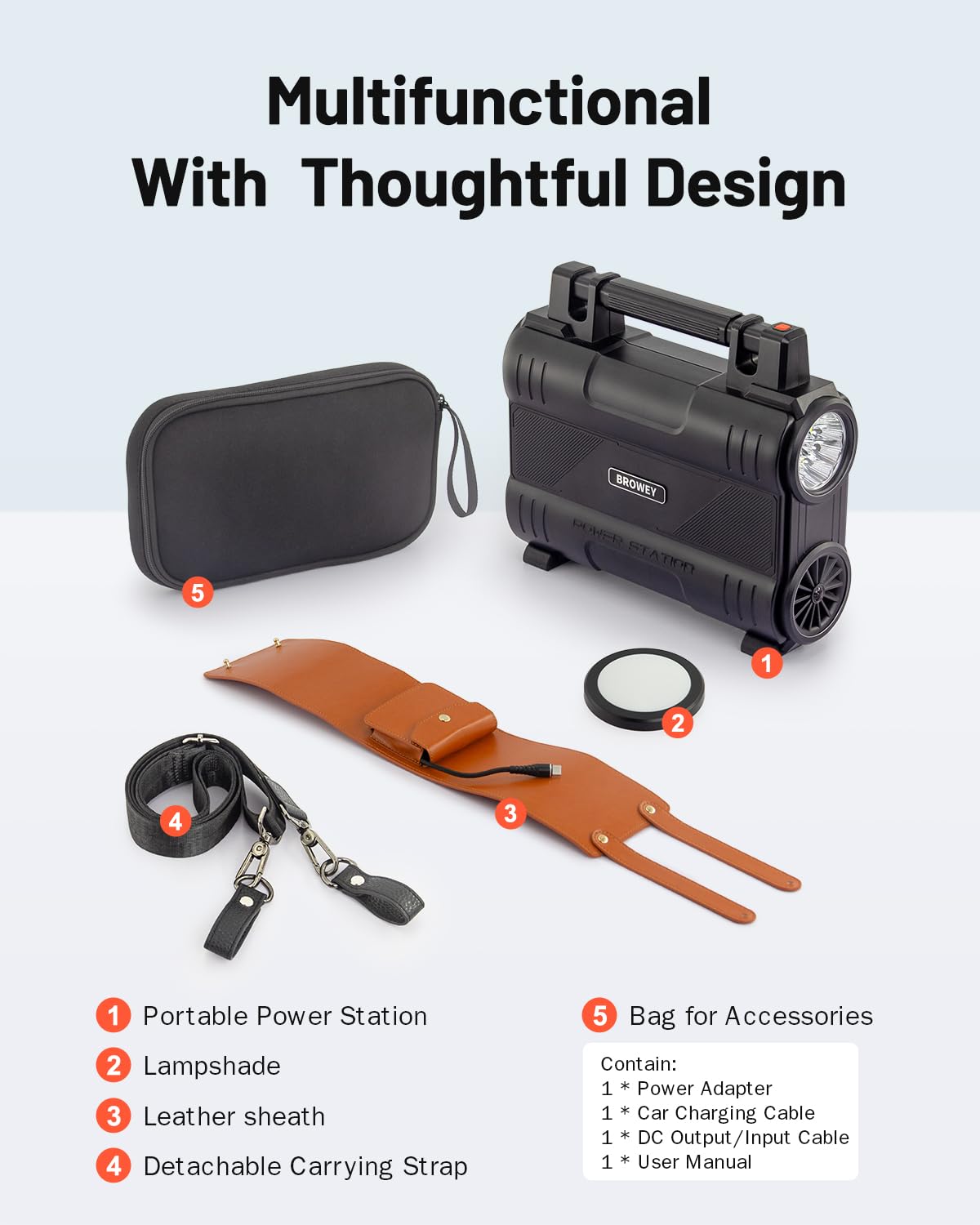 BROWEY Portable Power Station 300W(Peak 600W), 288Wh Solar Generator&USB-C PD100W, LiFePO4 Battery Backup, 110V Pure Sine Wave AC Outlet, for CPAP Outdoor Camping Travel Emergency Home Use BROWEY