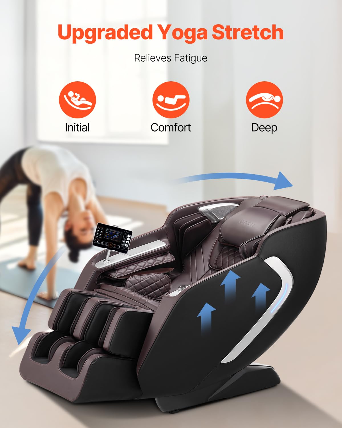 VEVOR Massage Chair, 4D Full Body Zero Gravity Recliner with SL Track, Yoga Stretch, AI Voice Control, Heat, Foot Roller, Retractable Pedal, 36 Airbags, LCD, Armrest Controls, Rolling Base VEVOR