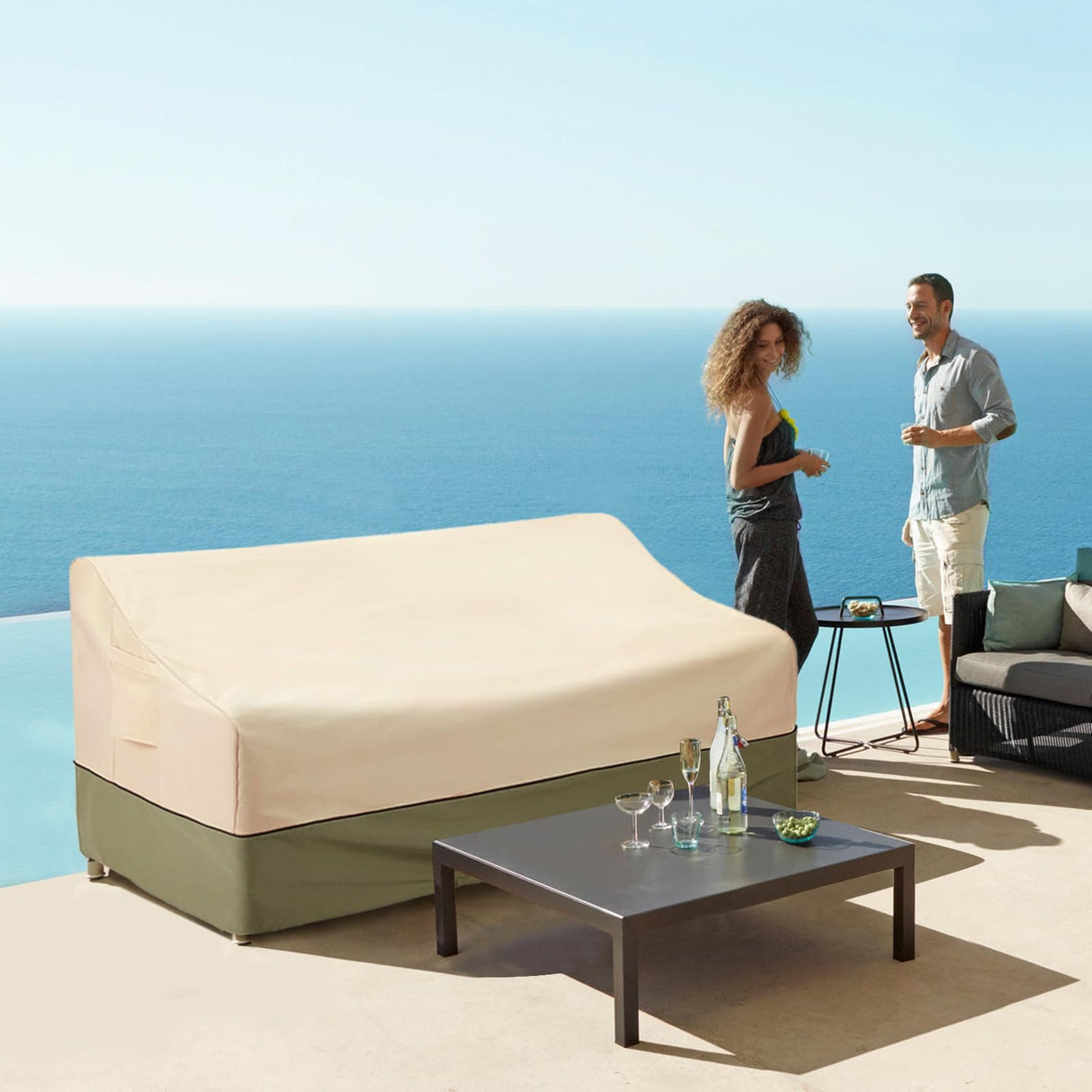 COSFLY Patio Furniture Covers Waterproof, Outdoor 3-Seater Sofa Cover Heavy Duty Fits up to 79W x 38D x 35H inches COSFLY