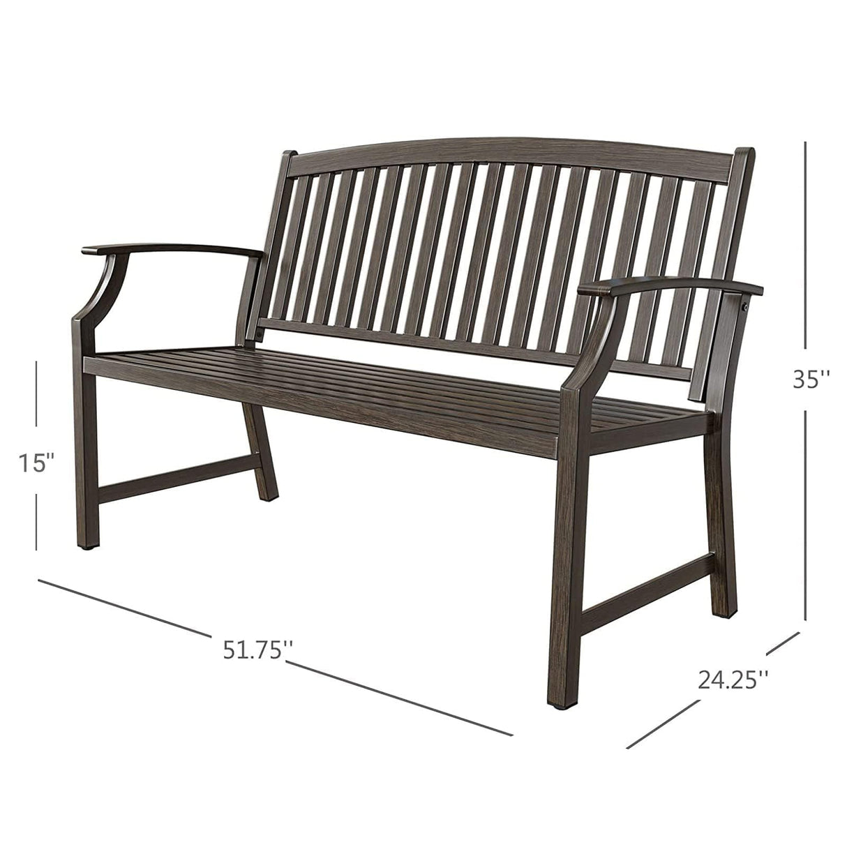 Grand Patio Northwoods Brown Farmhouse Outdoor Bench with Anti-Rust Aluminium Frame Grand patio
