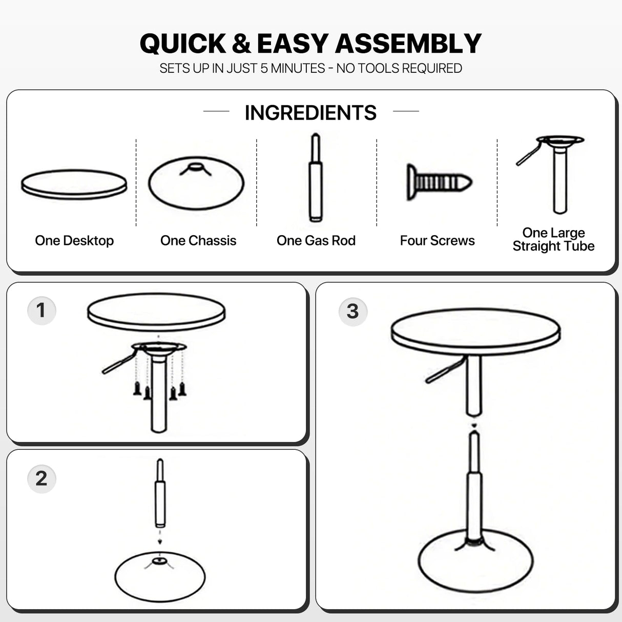MoNiBloom Pub Round Table White Wood Texture Top with Metal Base and with Adjustable Height, 23.5" Diameter Modern Cocktail Bistro Table for Dining Bistro Cafe Home Bar (White) MoNiBloom