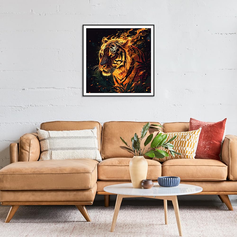 Stalente Diamond Painting Kits for Adults Tiger, 5D DIY Diamond Art Kits for Beginners Round Full Drill Diamond Painting for Home Wall Decoration Gift 12×12inch, Animal Stalente
