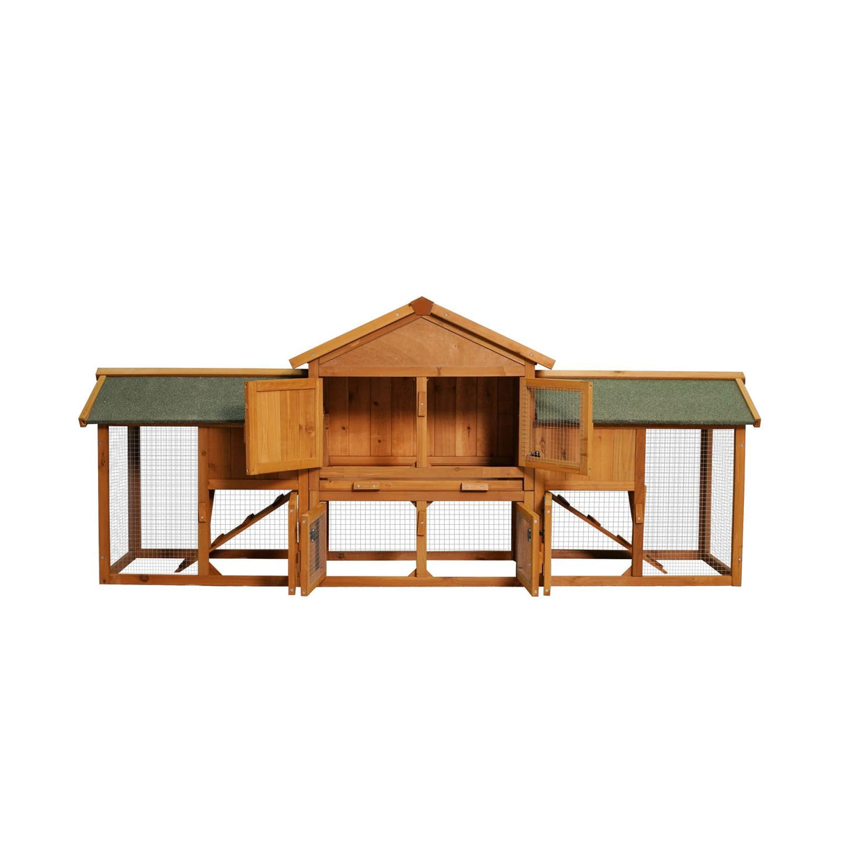 Chicken Coops Large 2-Tier Wooden Chicken House Outdoor Double Door Poultry Hen Cage Backyard Rabbit Hutch Pen with Removable Tray and 2 Runs 79.5 x 33.66 x 20.66 inches EastVita