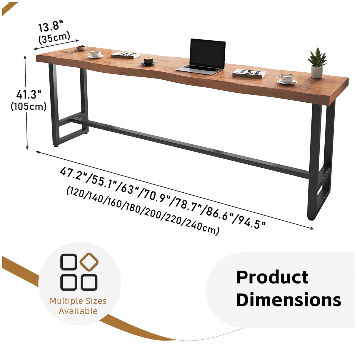 OOIKVCC Farmhouse Bar Table,Rustic Bar Height Table,Counter Height Dining Table,Solid Wood Pub Table,2 in Thick Live Edge Top for Kitchen,Dining,Coffee Bar,or Restaurant(Stool not Included) OOIKVCC