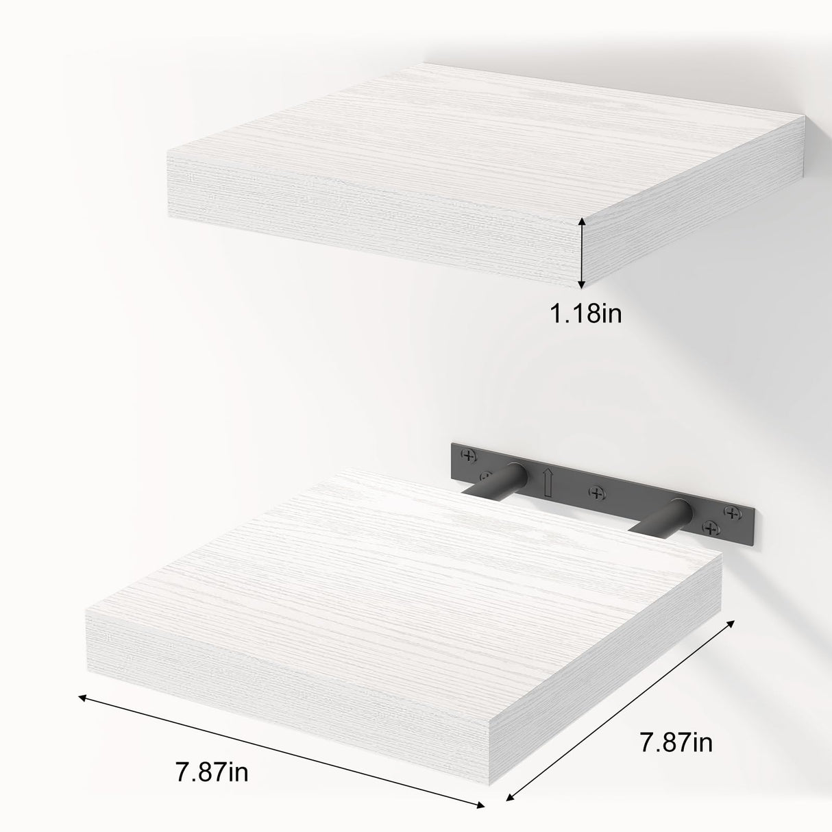 Fixwal Floating Shelves for Wall, Small White Shelves Wall Mounted Shelf for Bathroom, Living Room, Bedroom, Kitchen Decor (Set of 3, 8x8) Fixwal