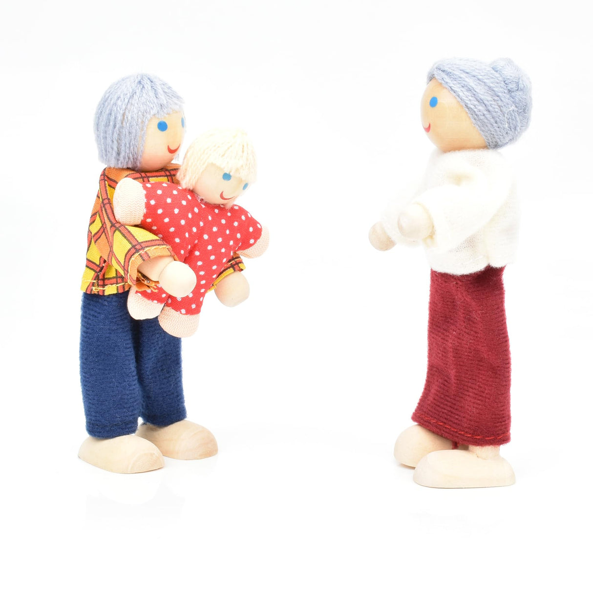 Jzszera Wooden Doll House People of 7 Miniature Figures and 2 Pets, Dollhouse Dolls Family Set Accessories for Girls Toddler Kids Pretend Play and Imaginative Fun Jzszera