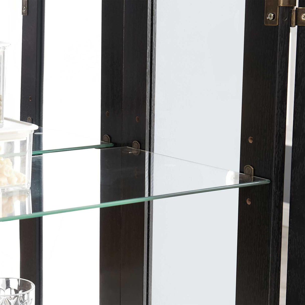 52" H Lighted Curio Cabinet, 3-Tier Glass Display Case with Adjustable Glass Shelves, Vintage China Cabinet with 1 Storage Drawers, Black Display Cabinet for Bedroom Living Room Office SRECELL