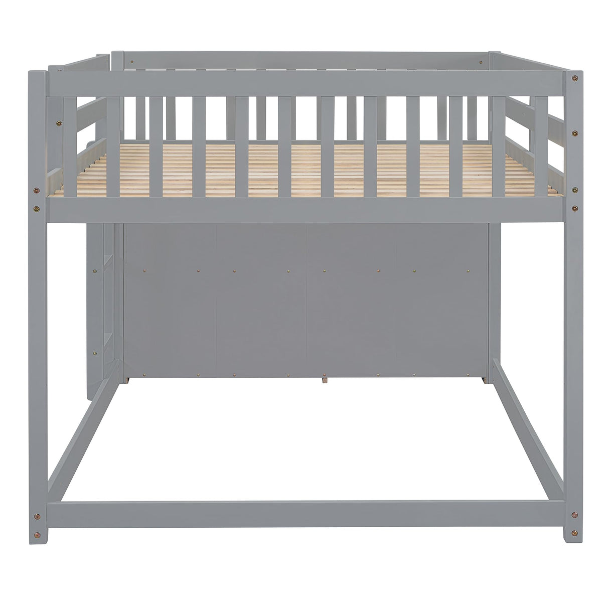 Harper & Bright Designs Full Over Full Low Bunk Bed with Storage, Solid Wood Floor Bunk Beds Frame with 4 Drawers and 3 Shelves, Full Loft Bed for Kids, Teens, Adults - Gray Harper & Bright Designs