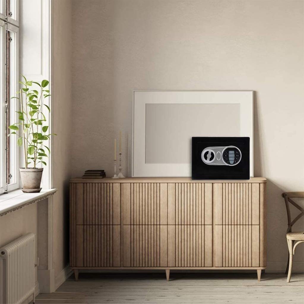 Fireproof and Waterproof Electronic Safe Box with Digital Keypad & Keys, Money Box and Deposit Box for Cash Gun Jewelry Home Office Hotel Security Storage - with 2 keys and Tools (9" x 6.7 x 6.7") AMZOSS