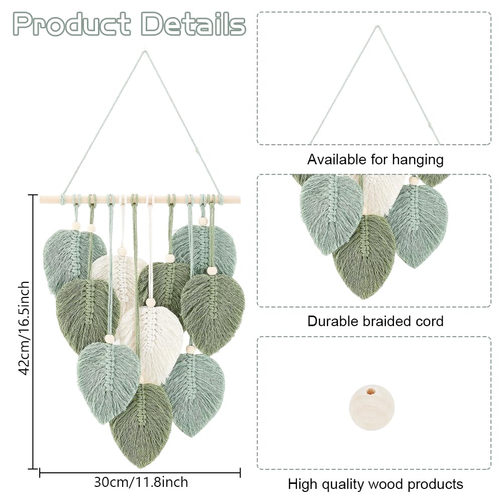 FREEBLOSS DIY Macrame Leaf Wall Hanging Beginners Macrame Kit Leaf Woven Tapestry Feather Wall Hanging DIY Macrame Kit for Adults Birthday Gift FREEBLOSS