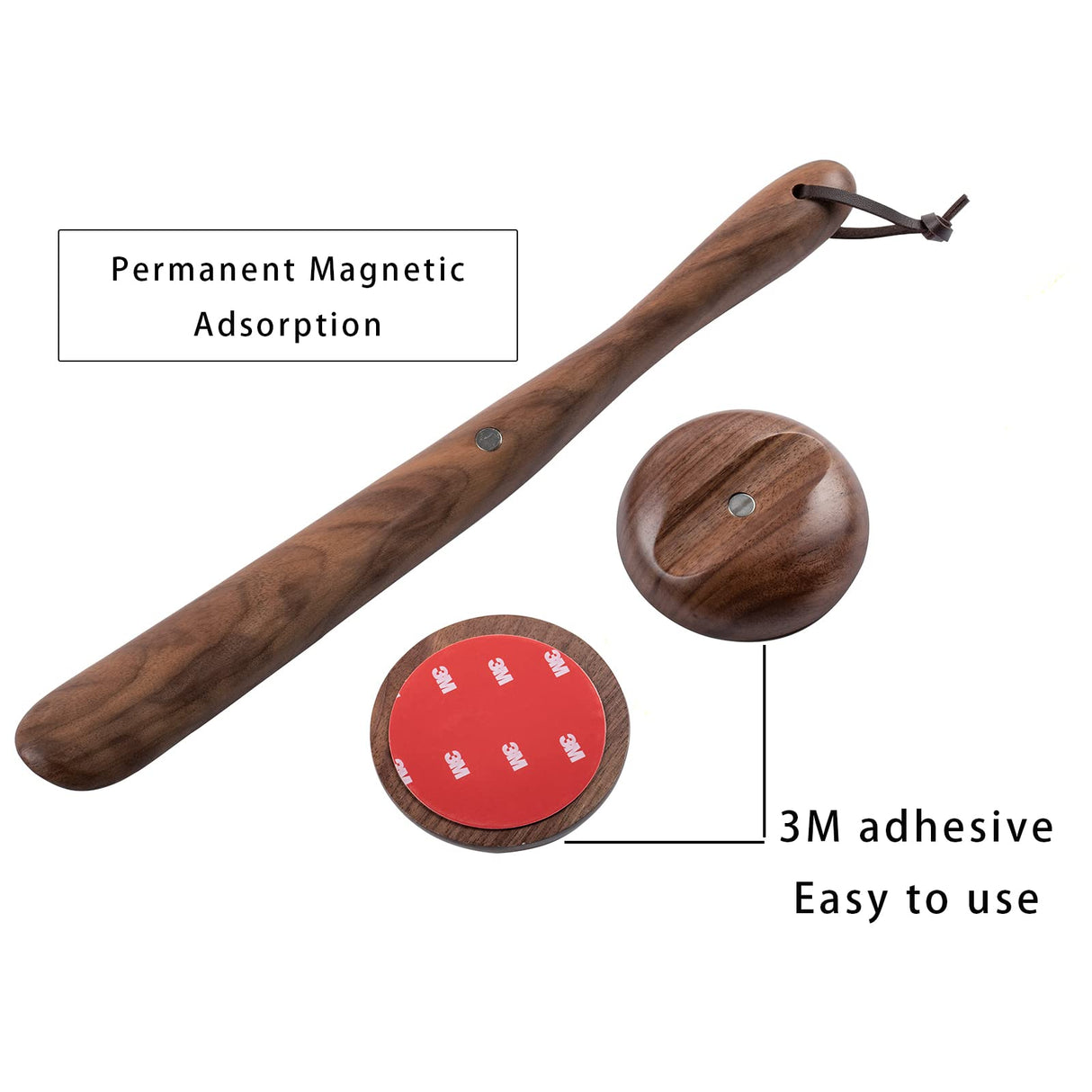 muso wood Shoe Horn 15" Long Handle for Seniors, Wooden Shoehorn for Men Women Kids Elderly Pregnancy - Hang Easily (Walnut) muso wood