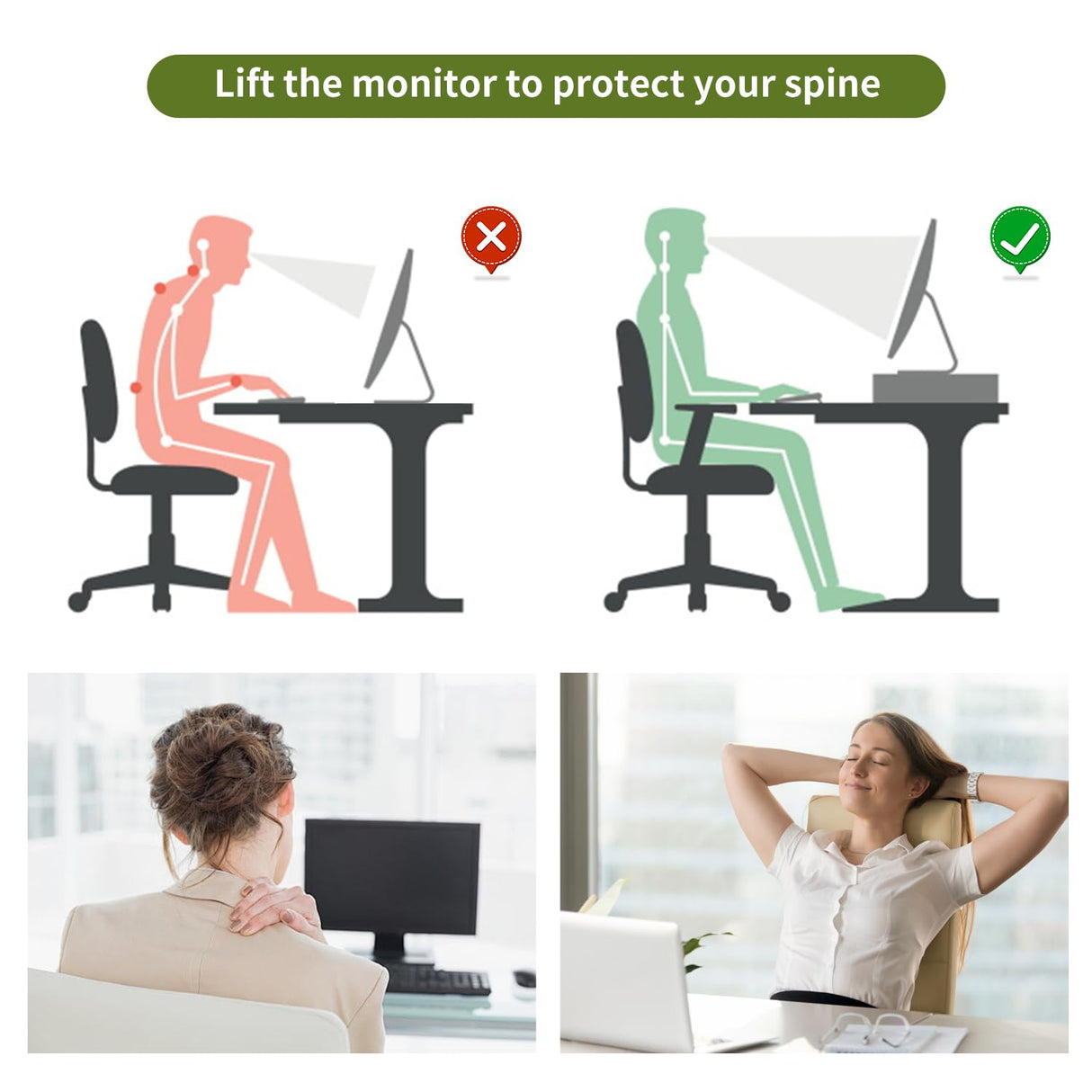 gianotter Monitor Stand Riser, Desk Organizer with Drawer and Pen Holder, 2-Tier Computer Stand, Desk Accessories & Workspace Organizers(White) gianotter