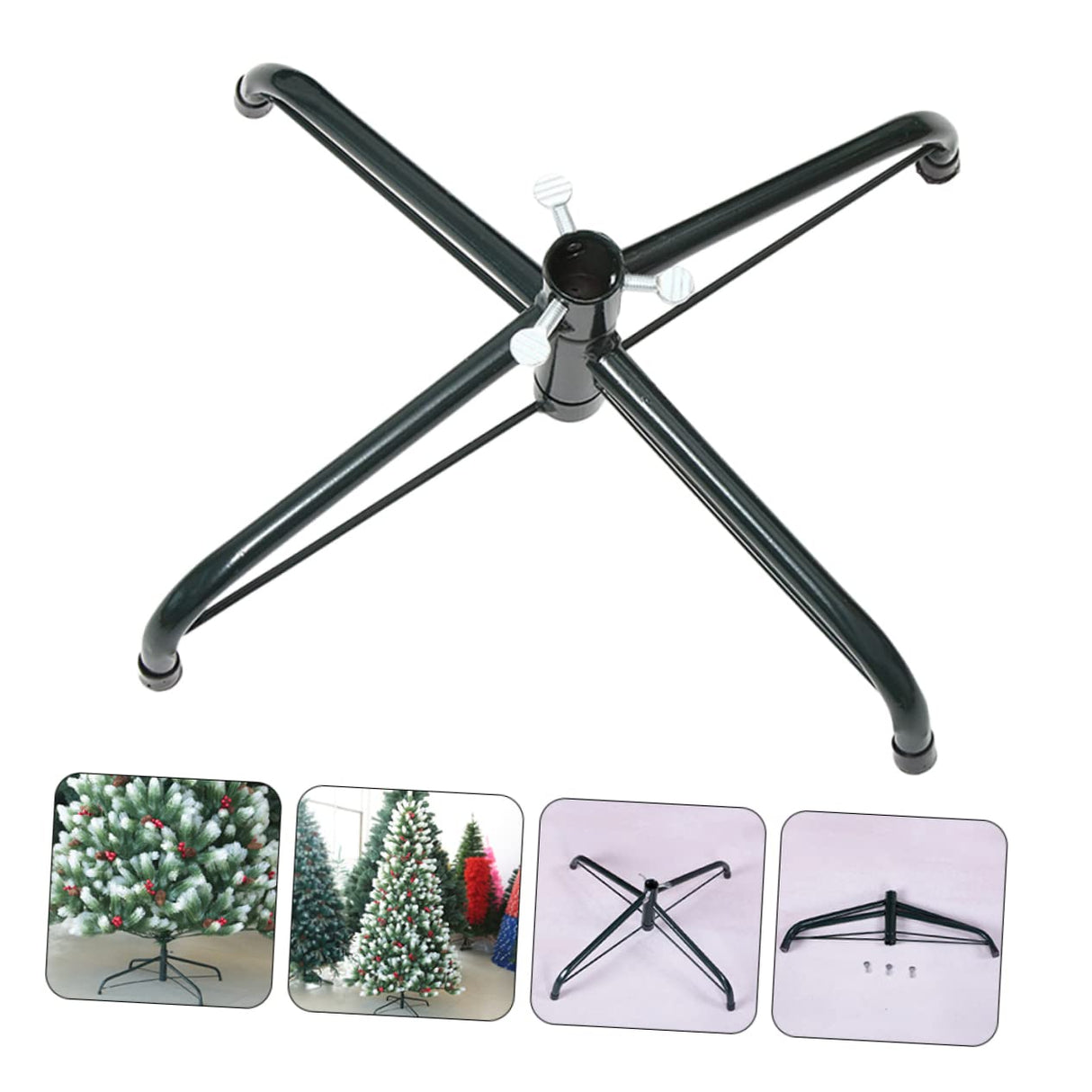 Anneome Christmas Tree Base Rotating Tripod Adjustable Stand Greenery Decor Metal Christmas Tree Stand Christmas Tree Stand for Artificial Trees Christmas Tree Rotating Base Green Fold 30cm Anneome