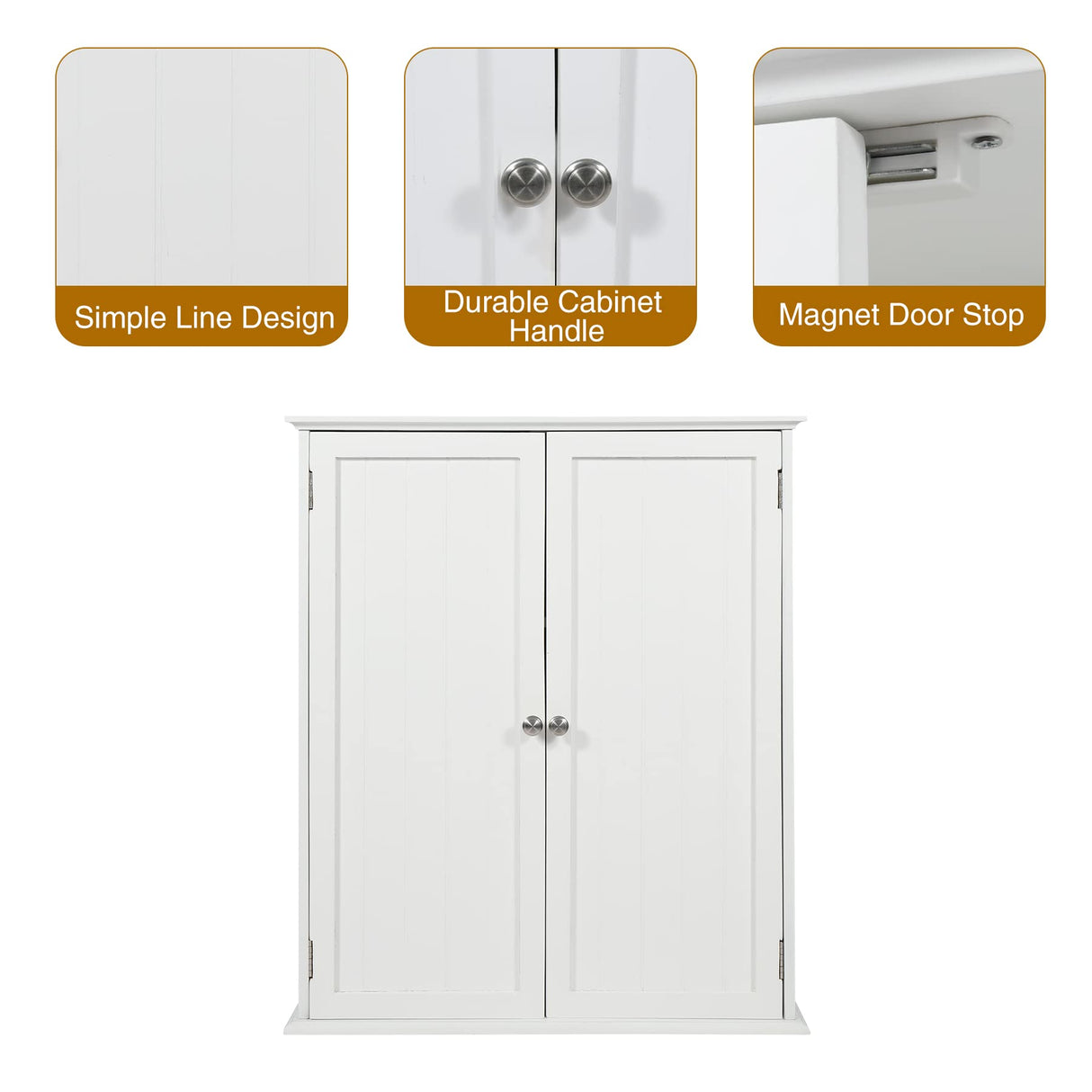 ALAPUR 27.6in Length Bathroom Cabinet Wall Mounted,Over Toilet Storage Cabinet with 2 Doors and Adjustable Shelves,Wood Medicine Cabinet for Bathroom, White ALAPUR