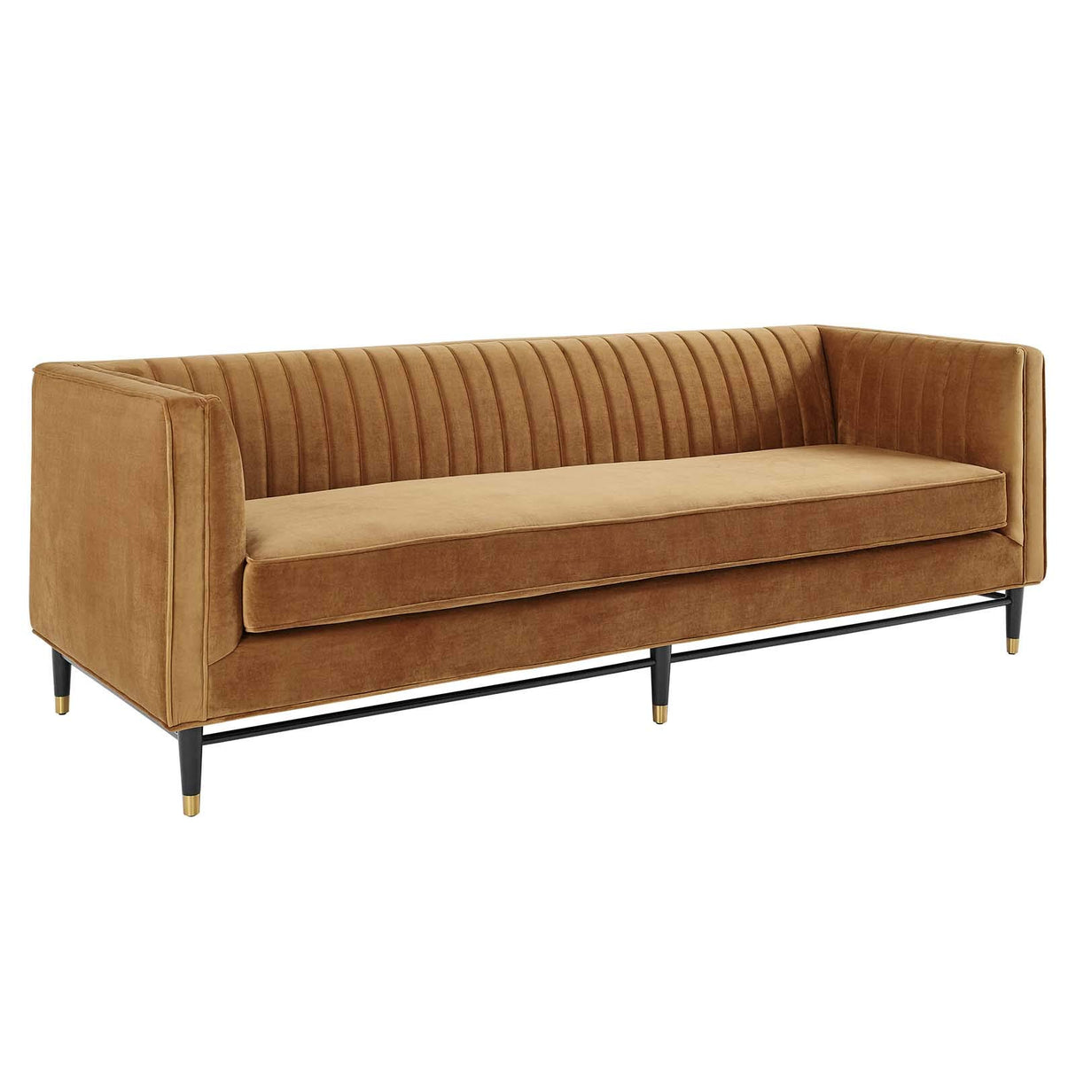 Modway Devote Channel Tufted Performance Velvet, Sofa, Cognac Modway