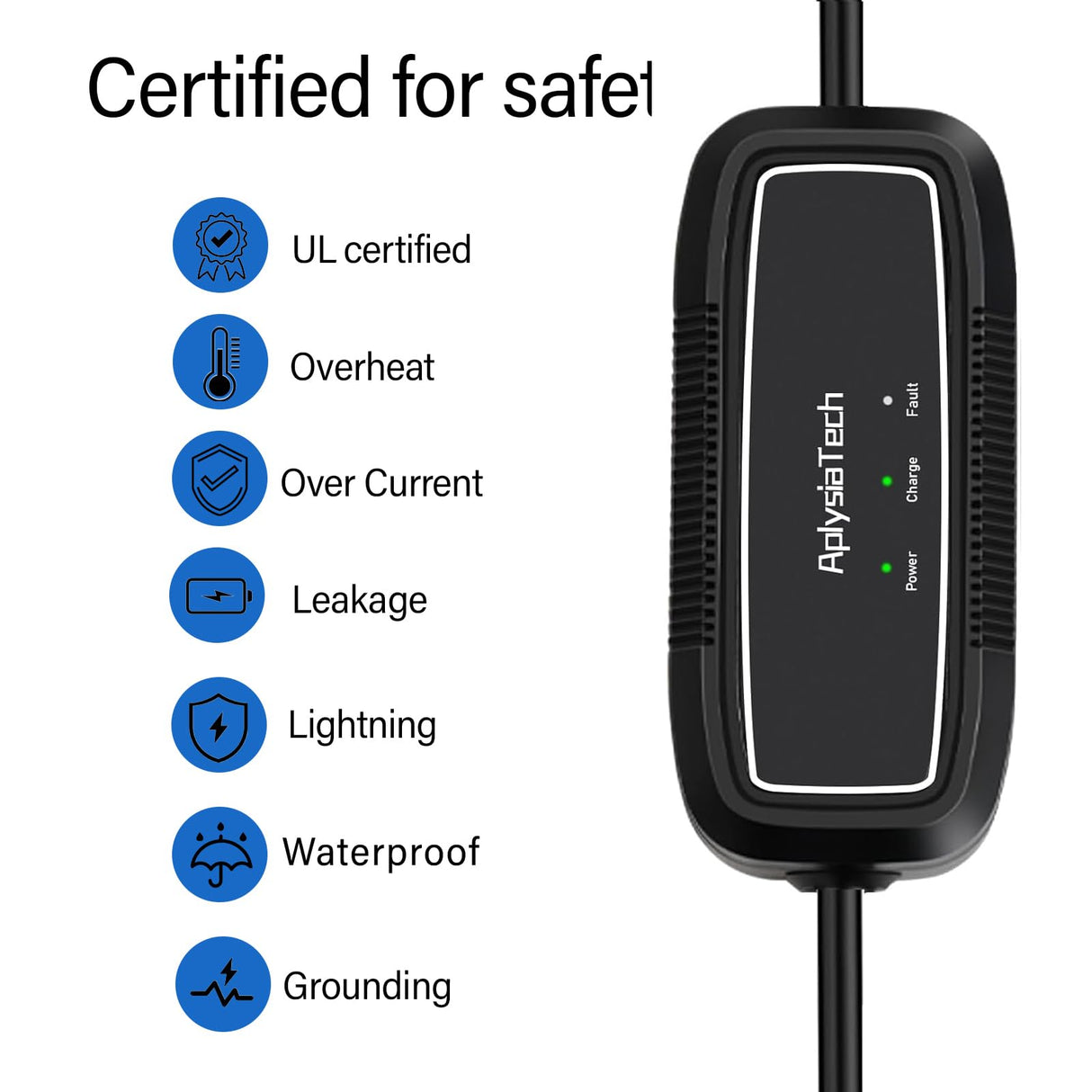 AplysiaTech Level 1+2 EV Charger, 16Amp 110-240V, Portable SAE J1772 Electric Car Charger, Plug-in EV Charging Station for Home,21 Ft Level 2 Charger Cable NEMA 6-20Plug(Tesla Need Adapter) AplysiaTech